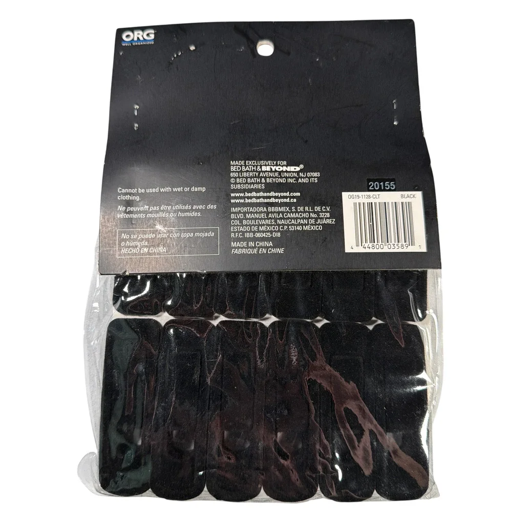 ORG Well Organized Black Hanger Clips Set of 12 for Slimline Hangers